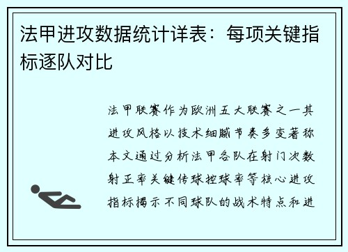 法甲进攻数据统计详表：每项关键指标逐队对比
